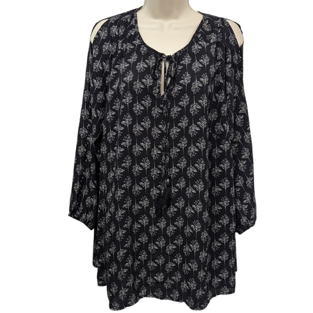 DR2 Chiffon Cold Shoulder Peasant Top Sz 1x